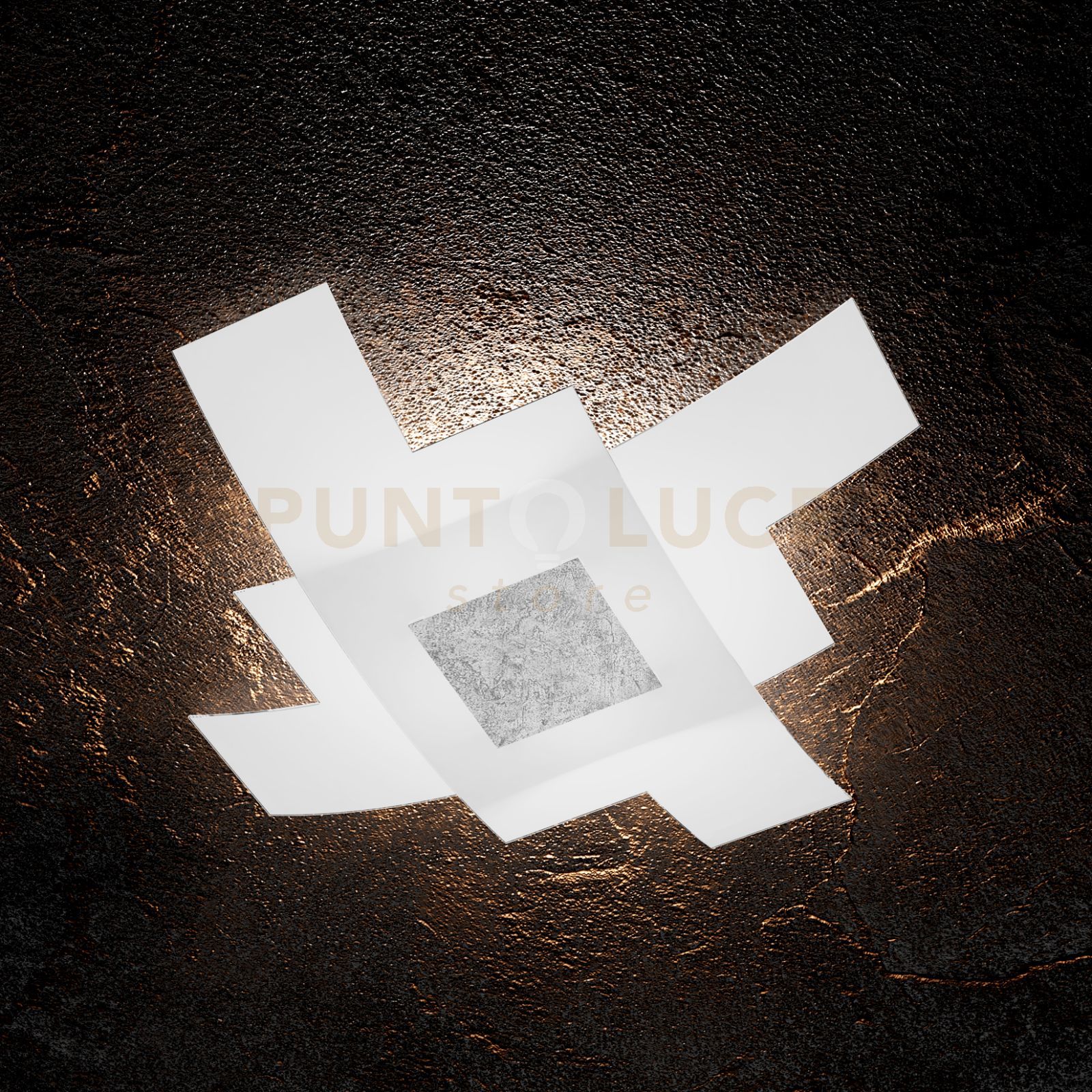 foto del prodotto tetris color applique-plafoniera d.75 cm. 4 luci foglia argento 1121-75-fa