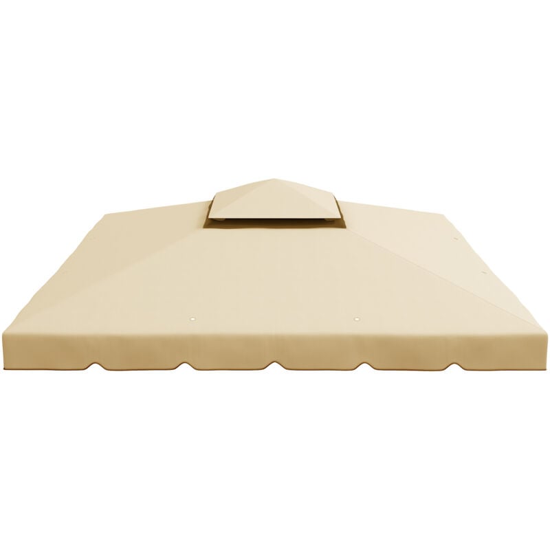 foto del prodotto tetto di ricambio per gazebo da 3x3m con tettuccio a 2 livelli beige outsunny
