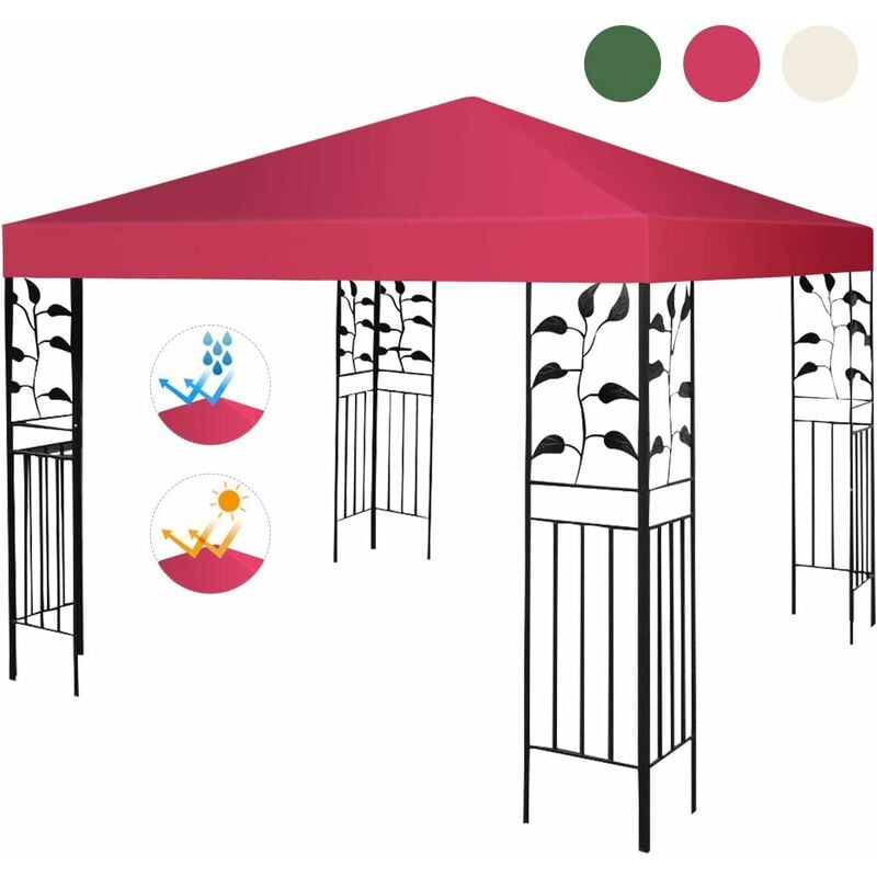 foto del prodotto tetto di ricambio per gazebo da giardino, tetto in tessuto protezione solare, tetto sostitutivo per gazebo da esterno terrazzo giardino, tetto 3 x 3