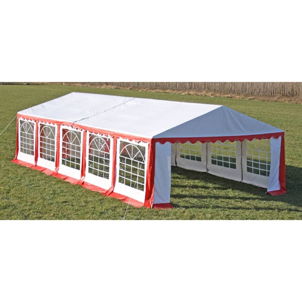 foto del prodotto tetto e pareti di gazebo da festa 10 x 5 m rosso bianco