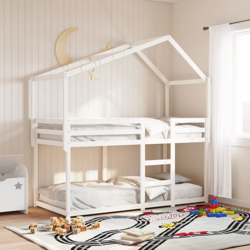 foto del prodotto tetto letto bambini bianco 213x95,5x144,5cm legno massello pino vidaxl
