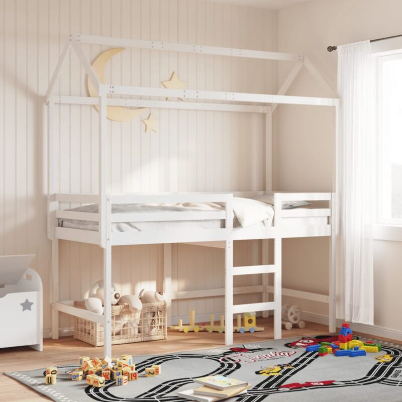 foto del prodotto tetto letto bambini bianco 217x85,5x154 cm legno massello pino vidaxl