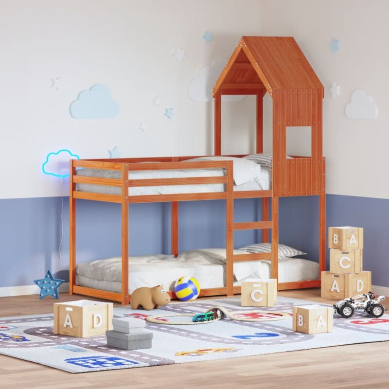 foto del prodotto tetto letto bambini marrone cera 55x99x139,5 cm massello pino vidaxl