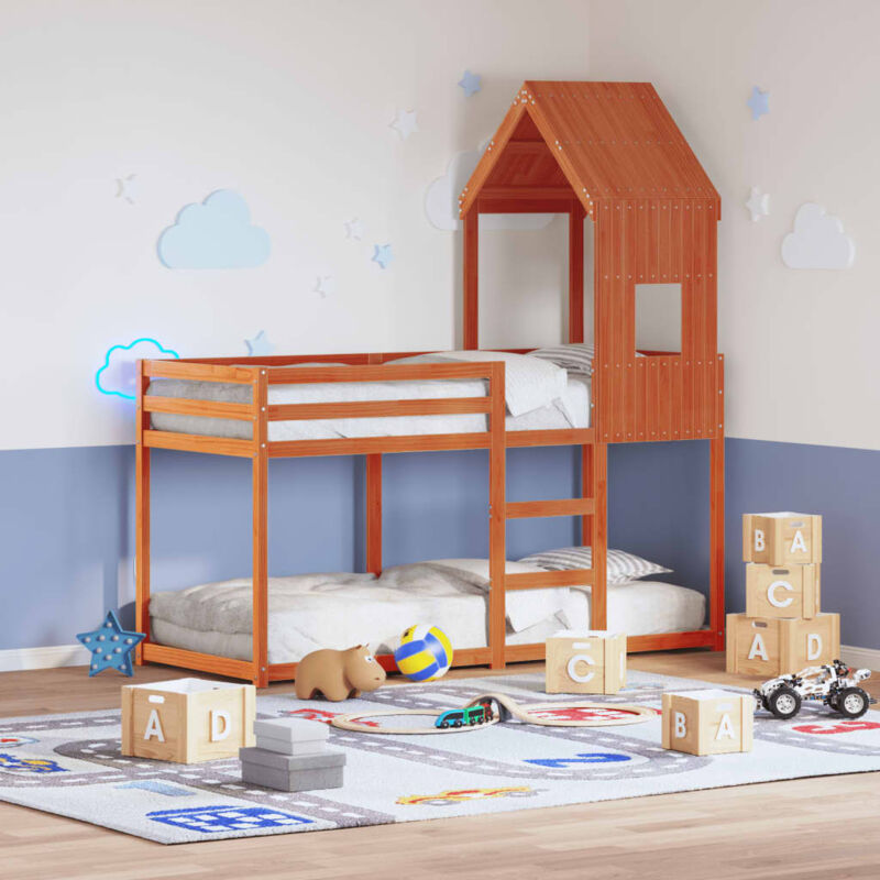 foto del prodotto tetto letto bambini marrone cera 60x89x134,5 cm massello pino vidaxl