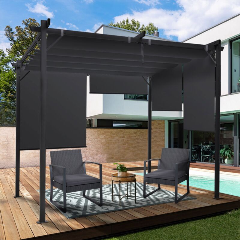 foto del prodotto tetto retrattile pergola special edition 3x3 m e 4 tende da sole grigio antracite
