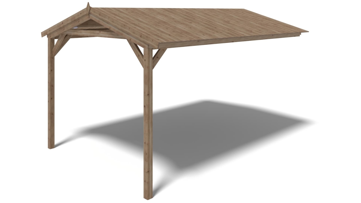 foto del prodotto tettoia di terazzo in legno - 4.00x2.76m - impregnata - colore marrone - dos194 - altanka