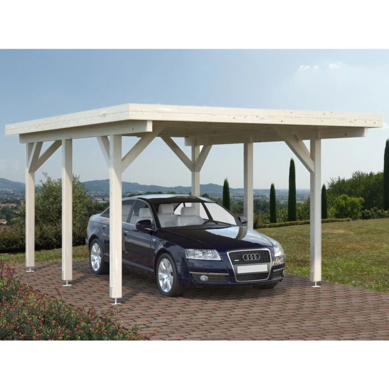 foto del prodotto tettoia per auto carport singolo 360x512 copertura parcheggio in abete grezzo