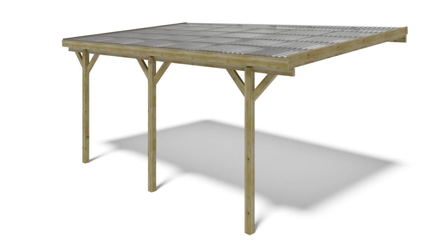 foto del prodotto tettoia posto auto coperto in legno 3.00x5.24 m 15.00 m2 copertura pvc car7 2pvctr altanka