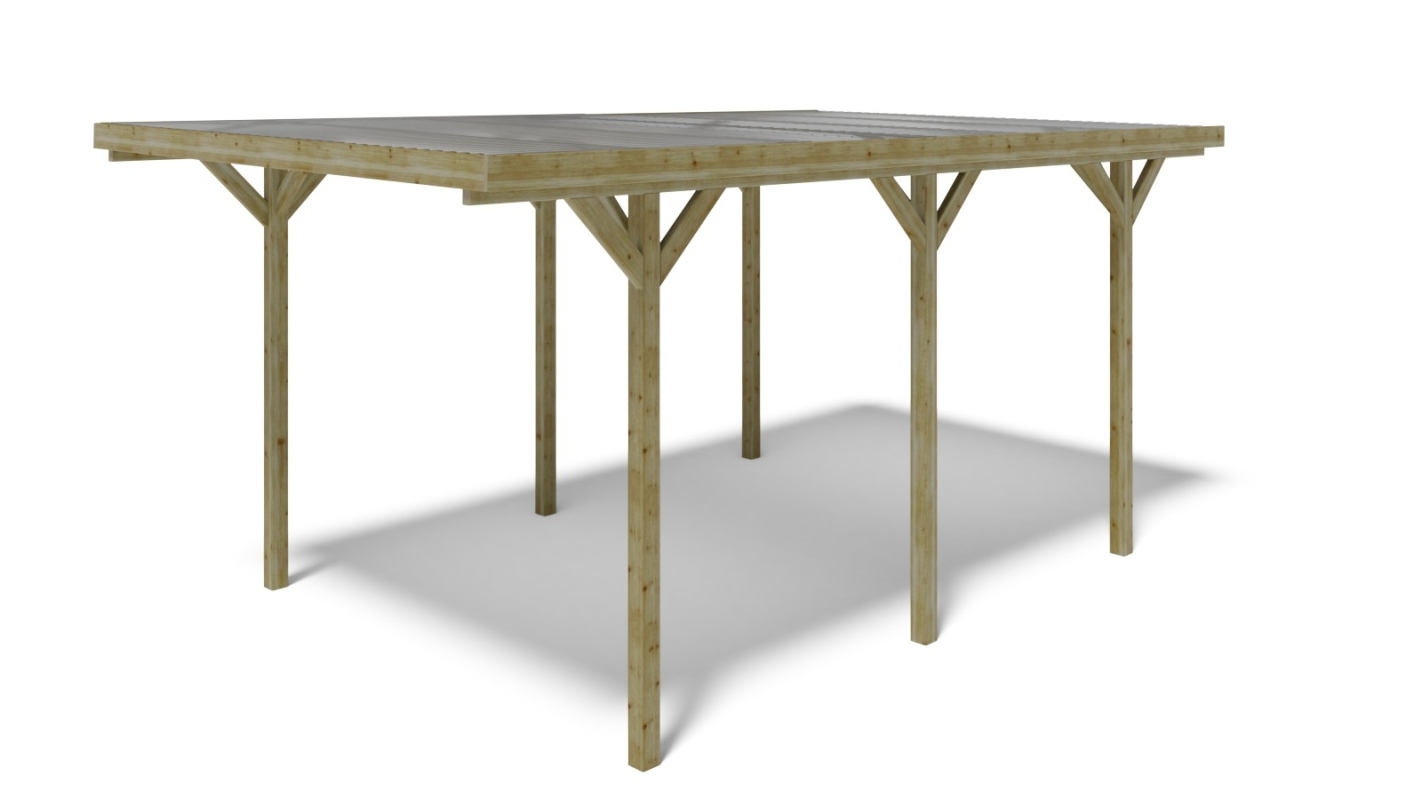 foto del prodotto tettoia posto auto coperto in legno 3,04x5,12 m 15,57 m2 copertura pvc car16pvctr altanka
