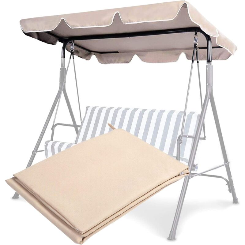 foto del prodotto tettuccio per dondolo 2 3 posti, tetto di ricambio anti uv e impermeabile 190 x 132 cm, beige goplus