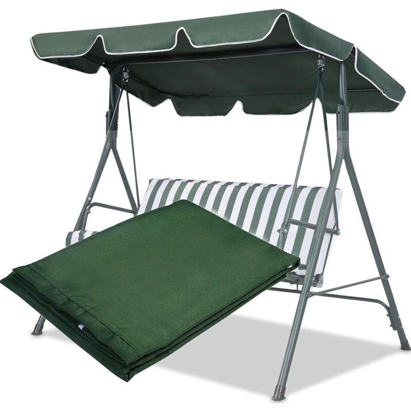 foto del prodotto tettuccio per dondolo 2 3 posti, tetto di ricambio anti uv e impermeabile 196 x 109 cm, verde goplus