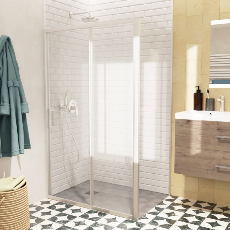 foto del prodotto tex bb 100x80 set porta doccia scorrevole parete anticalcare con profili cromati lucidi texdbb100s80 set swiss aqua technologies