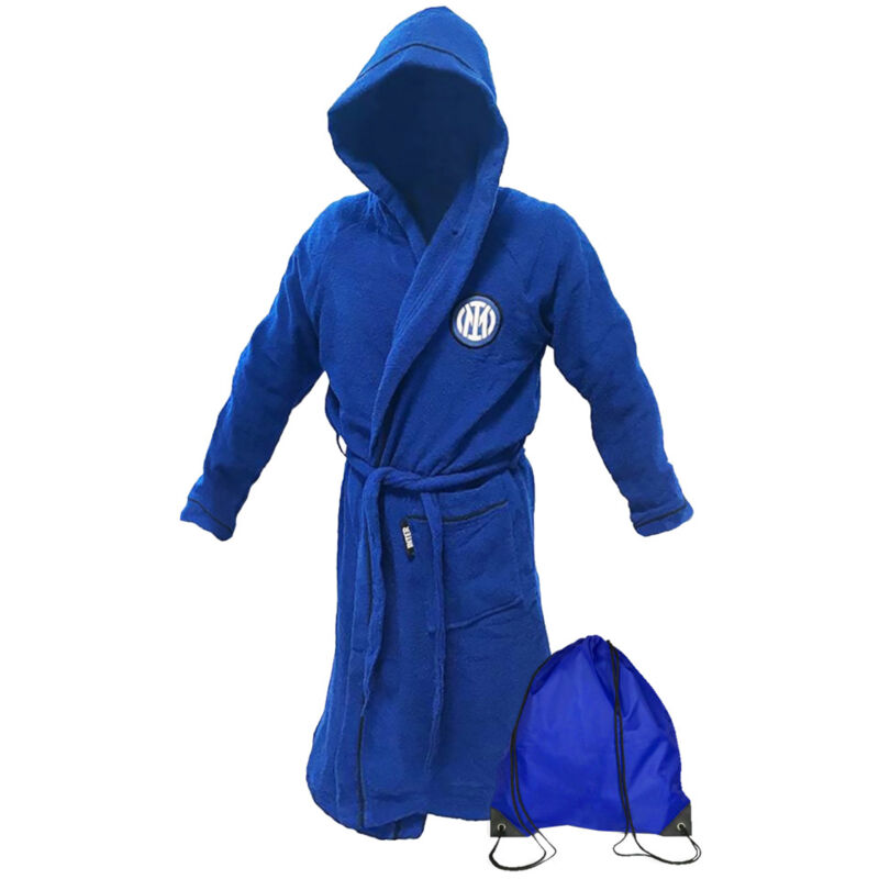 foto del prodotto tex family accappatoio f.c. inter adulto originale in microspugna di cotone con zaino piscina l