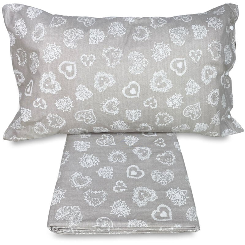 foto del prodotto tex family completo lenzuola miros cuore bianco in puro cotone stile tirolese due piazze
