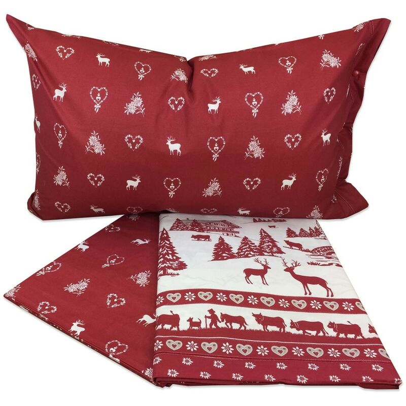 foto del prodotto tex family completo lenzuola tirolese gardena in puro cotone made in italy due piazze