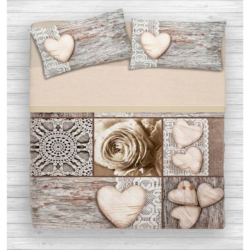foto del prodotto tex family completo lenzuolo digitale lenzuola copriletto happy shabby cuore 2 1 piazza e mezza