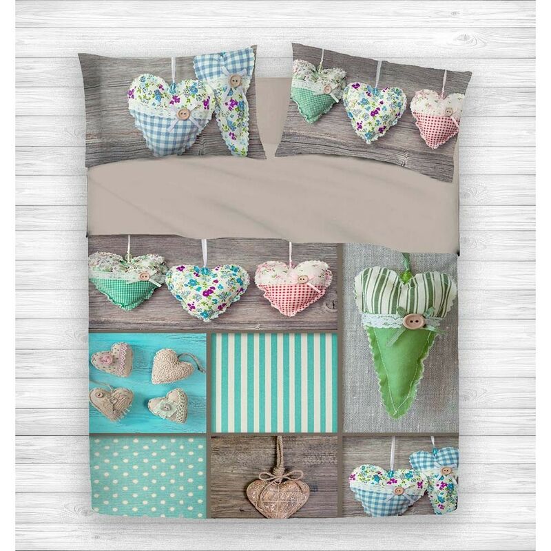 foto del prodotto tex family completo lenzuolo digitale lenzuola copriletto happy shabby cuore 5 1 piazza