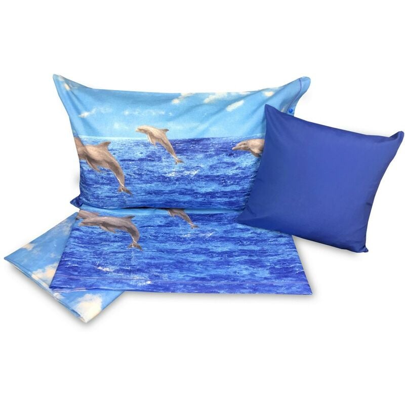 foto del prodotto tex family completo lenzuolo lenzuola natura mare delfini con federa arredo 1 piazza