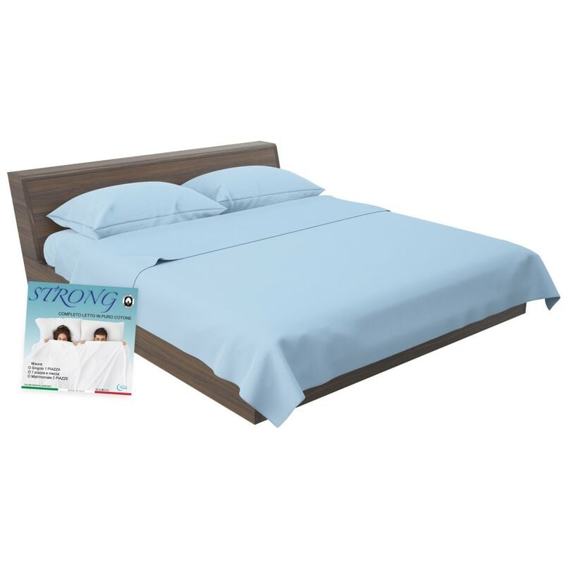 foto del prodotto tex family completo lenzuolo strong lenzuola tinta unita azzurro puro cotone made in italy una piazza