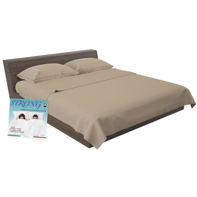 foto del prodotto tex family completo lenzuolo strong lenzuola tinta unita nocciola puro cotone made in italy una piazza