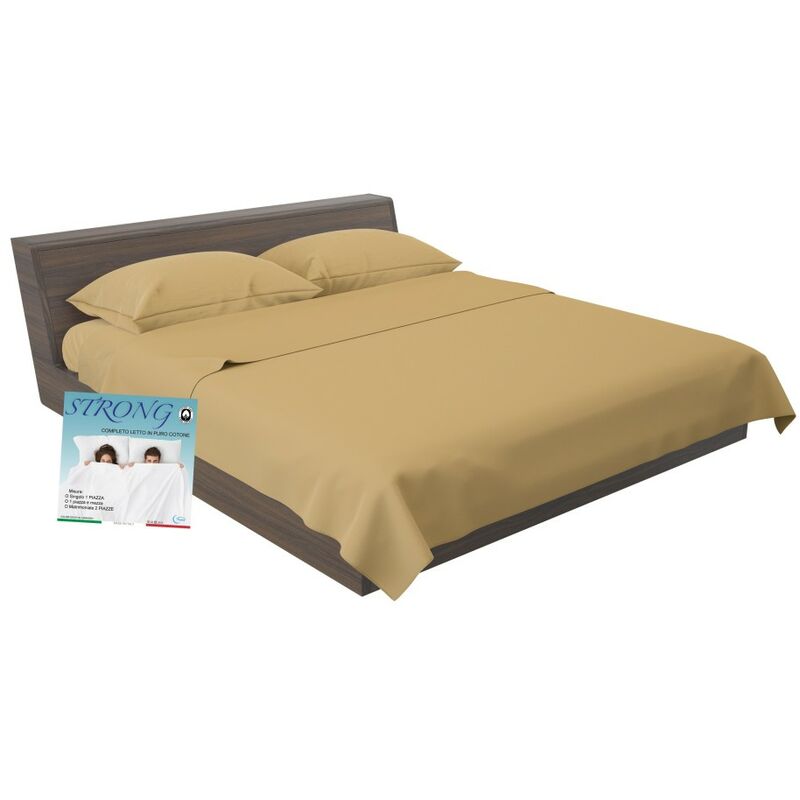 foto del prodotto tex family completo lenzuolo strong lenzuola tinta unita ocra puro cotone made in italy una piazza