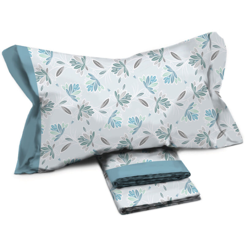 foto del prodotto tex family completo letto matrimoniale puro cotone maxi design moderno elly colore azzurro