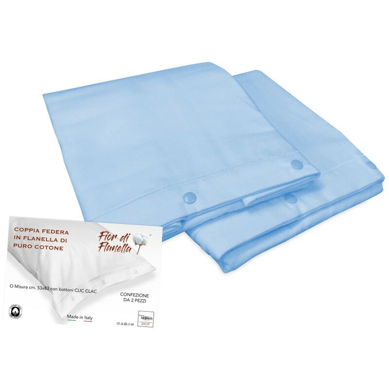 foto del prodotto tex family coppia federa per guanciale in flanella azzurro fior di flanella 