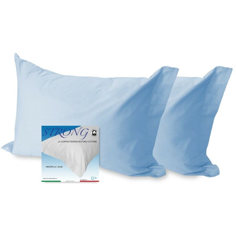 foto del prodotto tex family coppia federa per guanciale strong tinta unita azzurro cm. 52x82