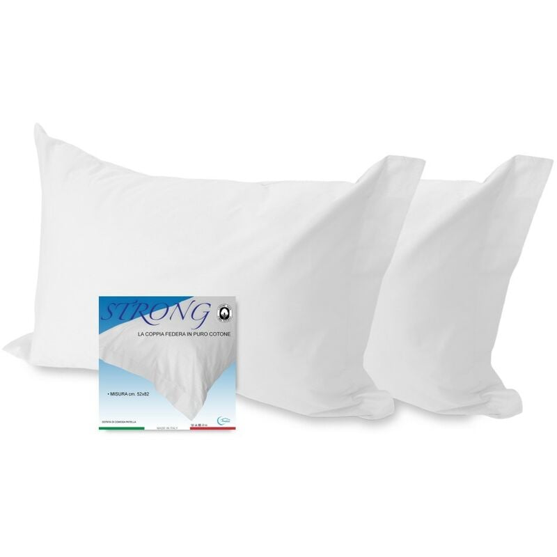 foto del prodotto tex family coppia federa per guanciale strong tinta unita bianco cm. 52x82 made in italiy