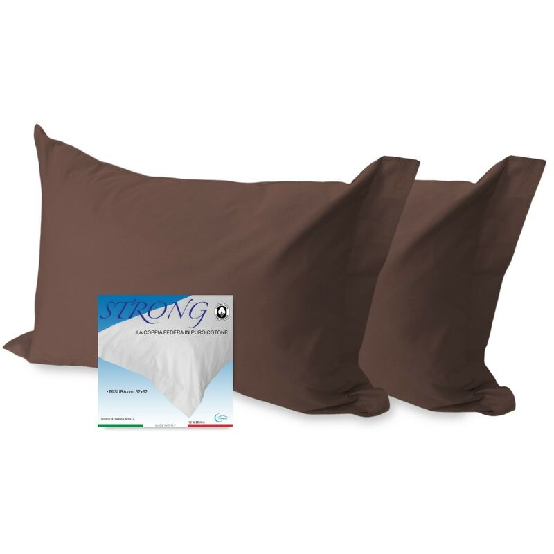 foto del prodotto tex family coppia federa per guanciale strong tinta unita marrone cm. 52x82