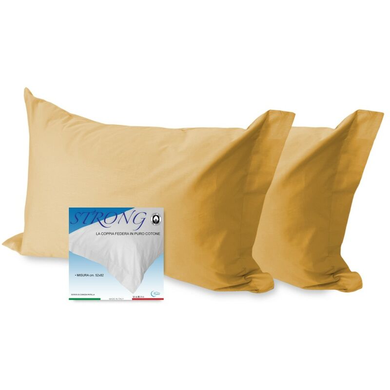 foto del prodotto tex family coppia federa per guanciale strong tinta unita ocra cm. 52x82