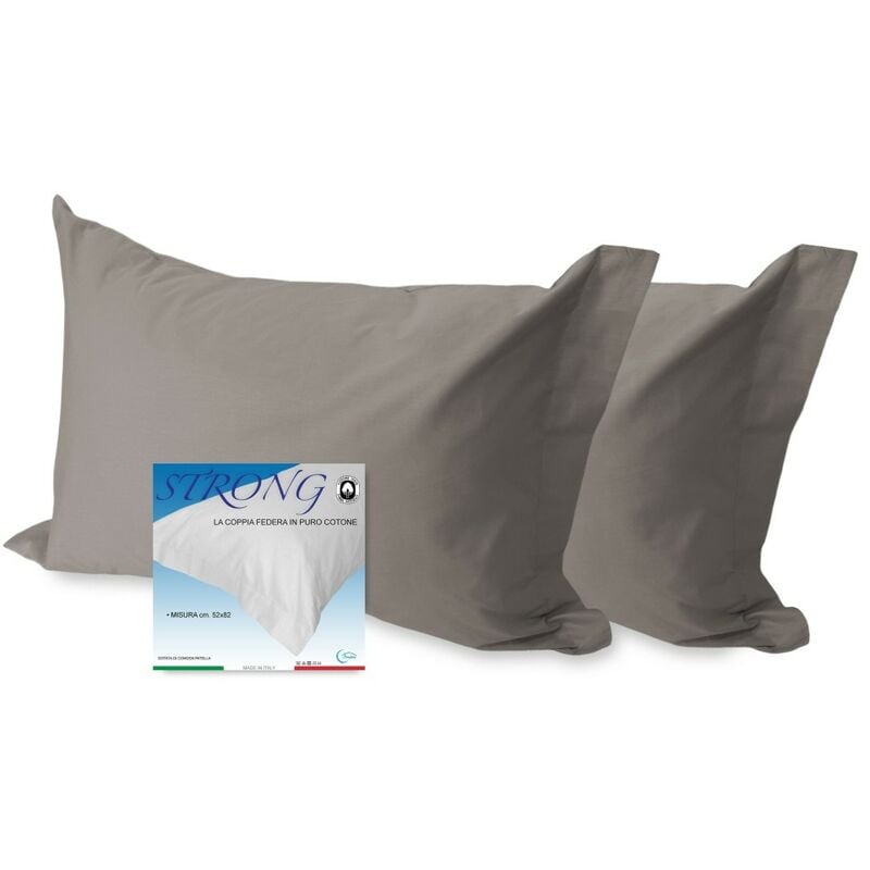 foto del prodotto tex family coppia federa per guanciale strong tinta unita tortora cm. 52x82
