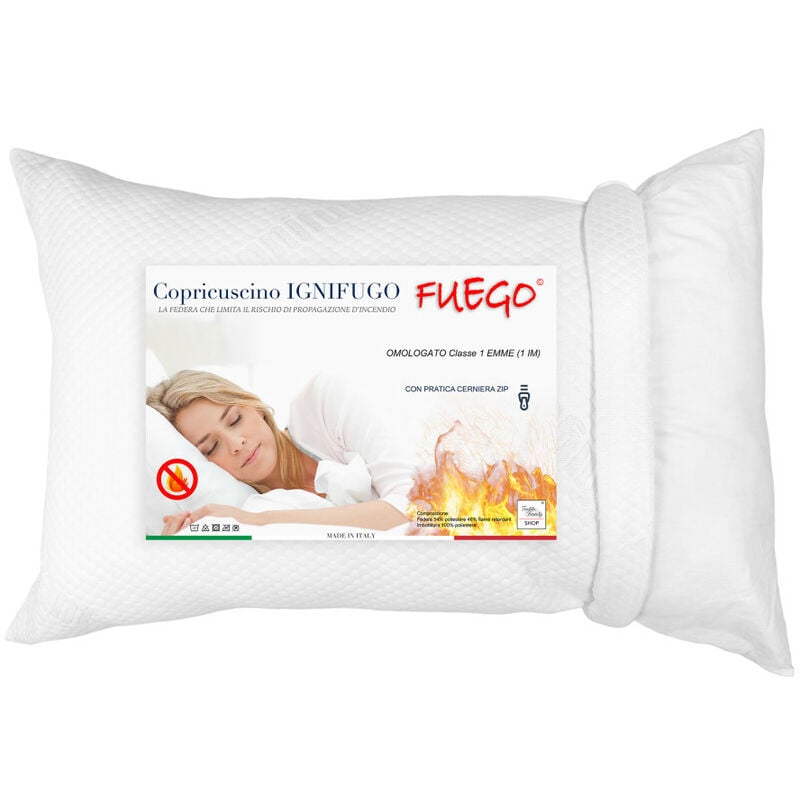foto del prodotto tex family copri guanciale federa cuscino ignifugo antifiamma made in italy