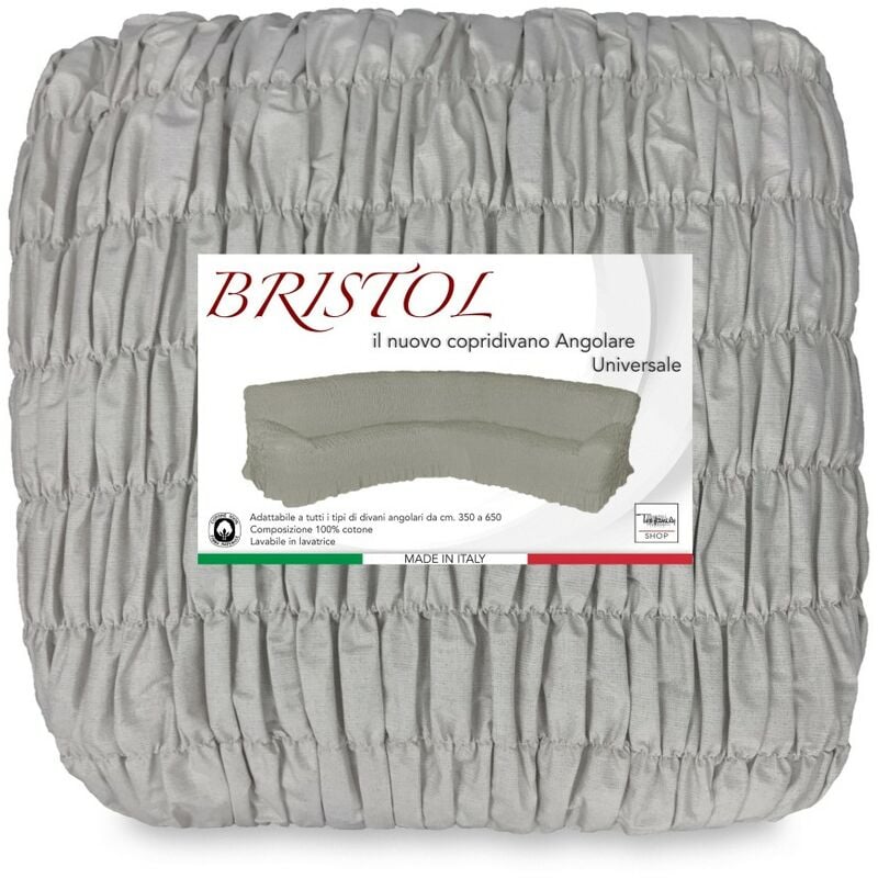 foto del prodotto tex family copridivano angolare universale bristol grigio tortora unito