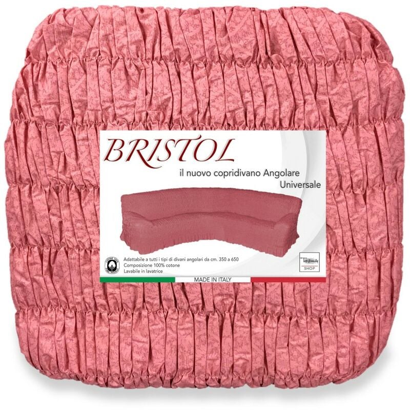 foto del prodotto tex family copridivano angolare universale bristol rosa unito