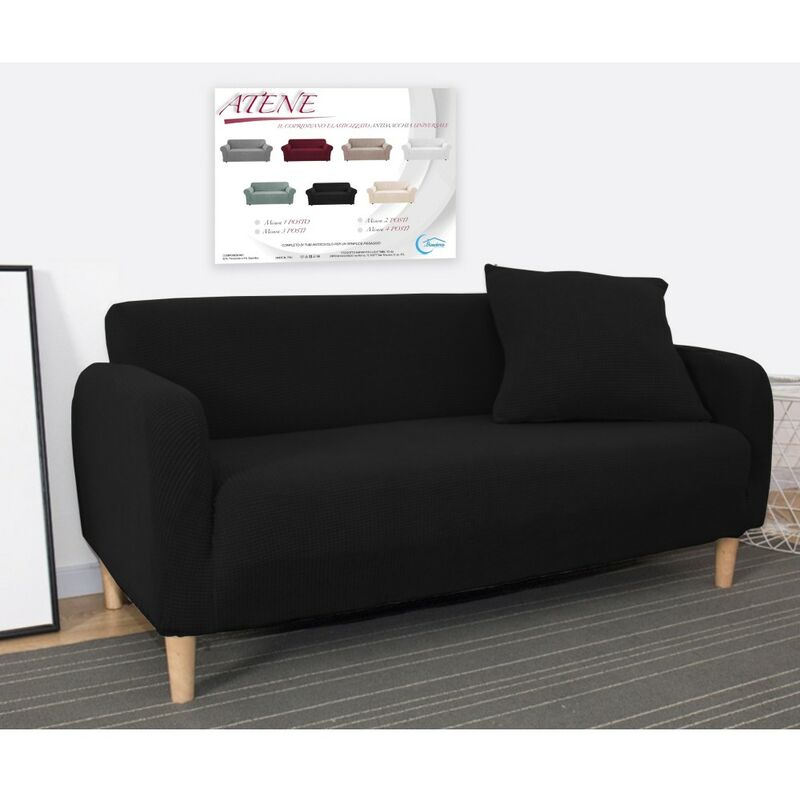 foto del prodotto tex family copridivano elasticizzato atene universale nero bielastico 2 posti cm. 140 180