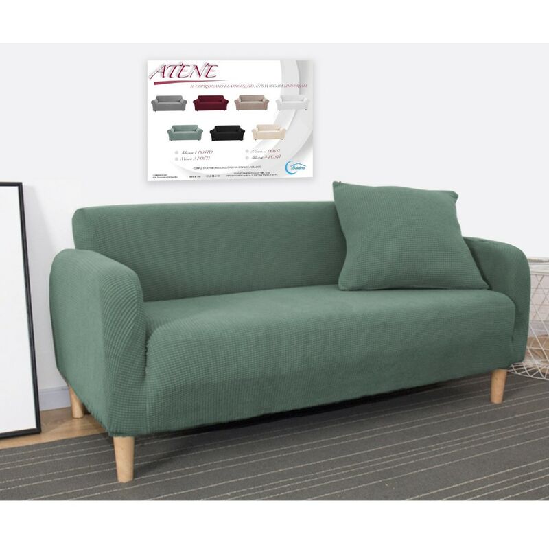 foto del prodotto tex family copridivano elasticizzato atene universale verde bielastico 1 posto cm. 80 100