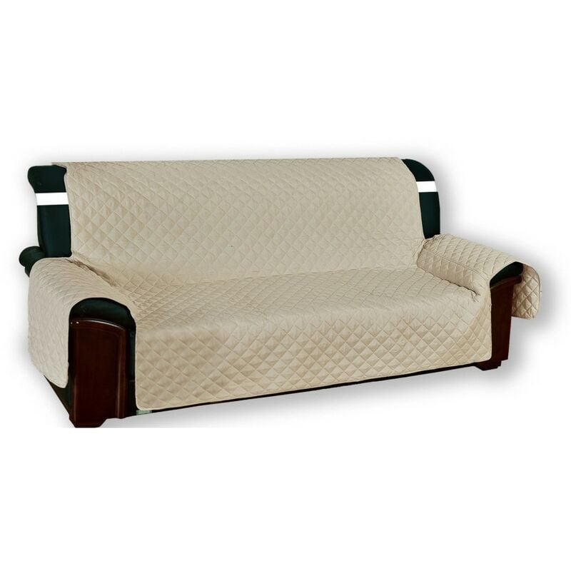 foto del prodotto tex family copridivano trapuntato vivy beige ecr proteggi divano con braccioli poliestere lavabile, antiscivolo 2 posti seduta cm. 120