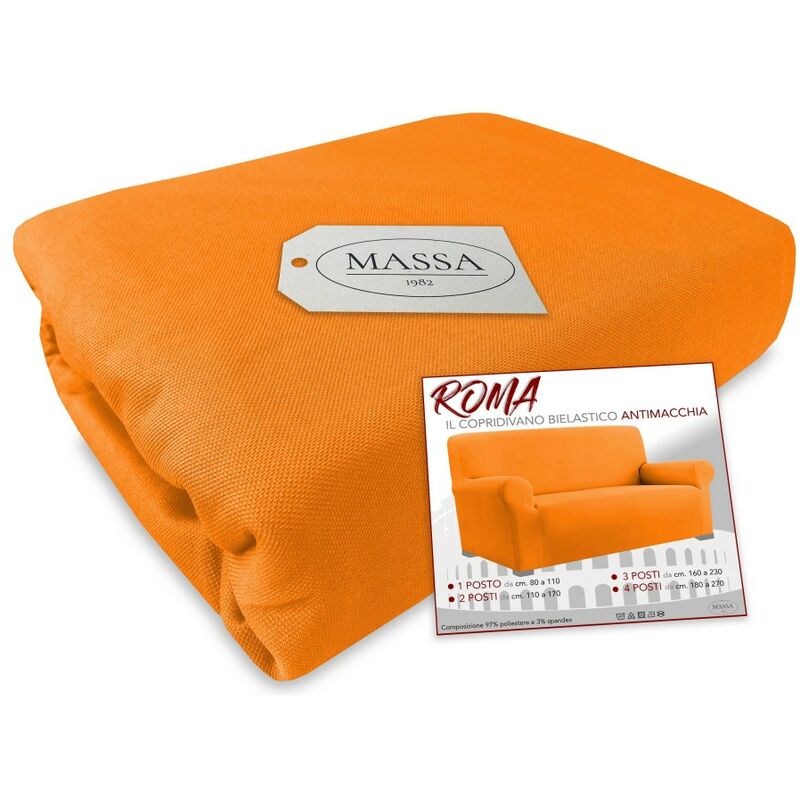 foto del prodotto tex family copridivano universale elasticizzato roma antimacchia arancio 1 posto da cm. 80 a 110