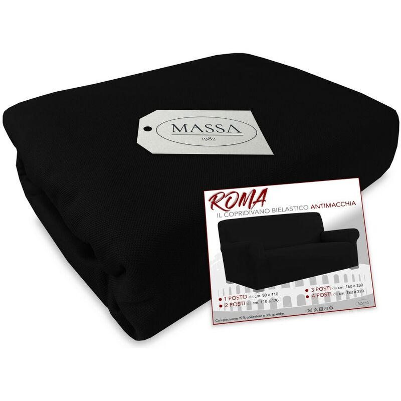 foto del prodotto tex family copridivano universale elasticizzato roma antimacchia nero 4 posti da cm. 180 a 270
