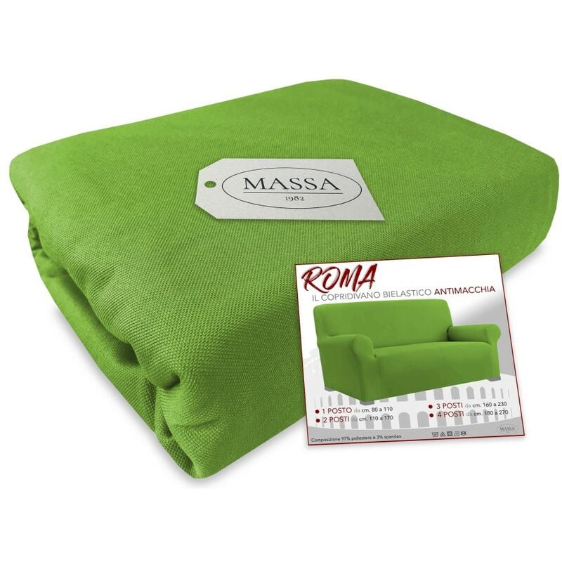 foto del prodotto tex family copridivano universale elasticizzato roma antimacchia verde 2 posti da cm. 110 a 170
