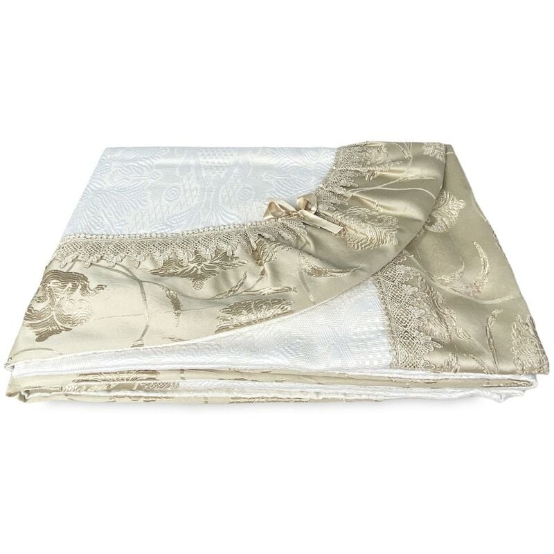 foto del prodotto tex family copriletto con con bordo in raso oro matrimoniale idea sposa