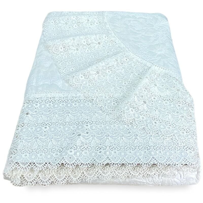 foto del prodotto tex family copriletto con pizzo alto macram panna matrimoniale idea sposa