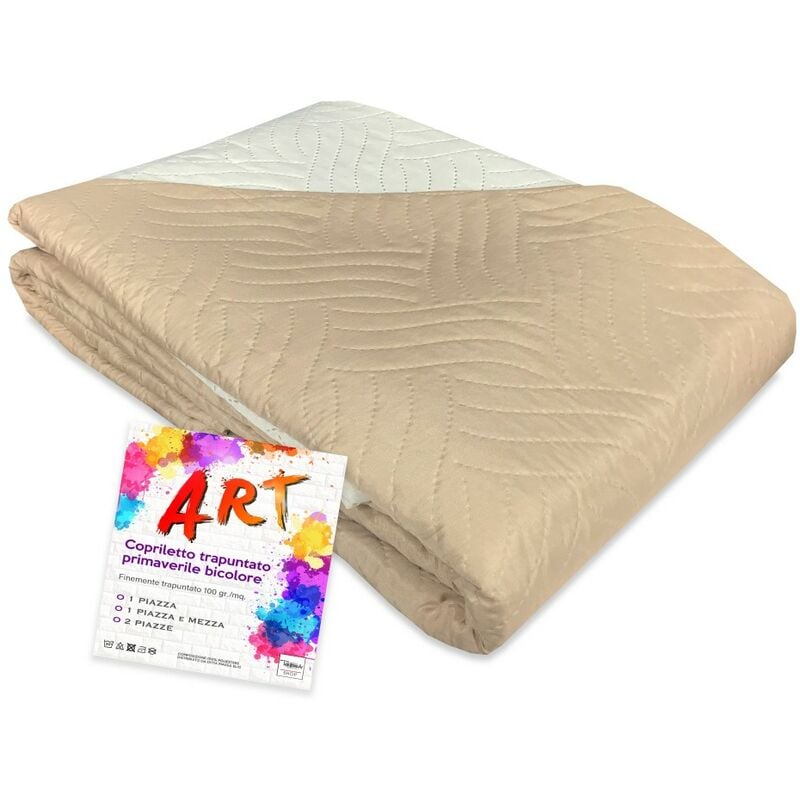 foto del prodotto tex family copriletto trapuntato art tinta unita bicolore beige 1 piazza