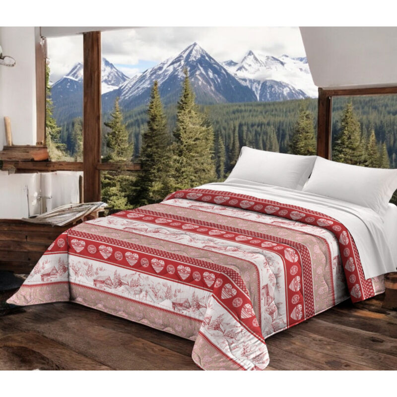 foto del prodotto tex family copriletto trapuntato fiocco germagnano tirolese rosso made in italy 1 piazza e mezza