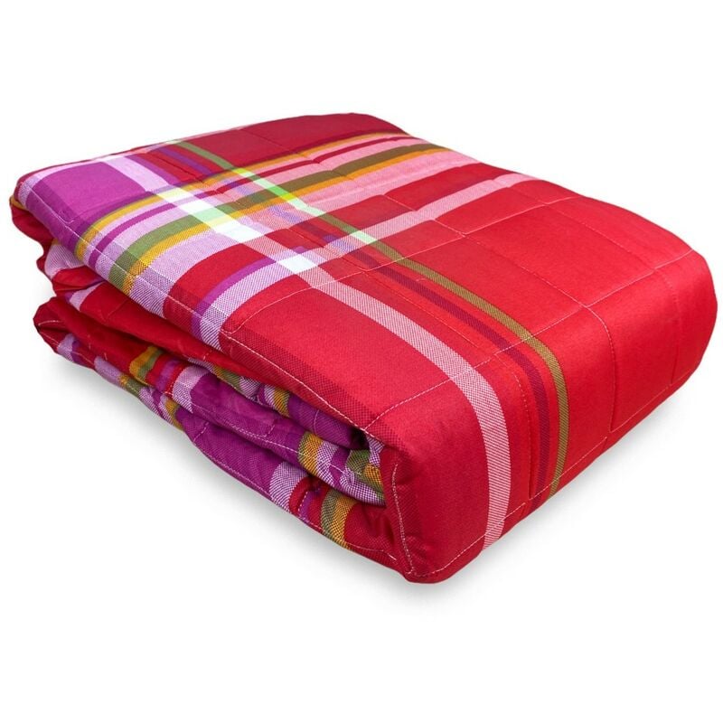 foto del prodotto tex family copriletto trapuntato spring scozzese rosso e fucsia 1 piazza e mezza