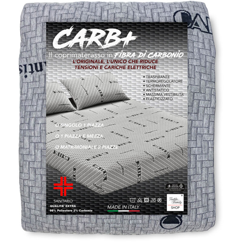 foto del prodotto tex family coprimaterasso carb plus in fibra di carbonio antistatico 1 piazza e mezza