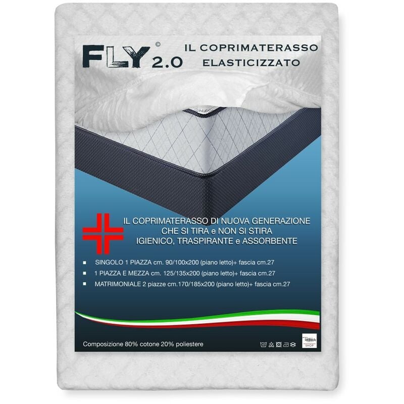 foto del prodotto tex family coprimaterasso elasticizzato fly 2.0 spugna jacquard con angoli 1 piazza e mezza