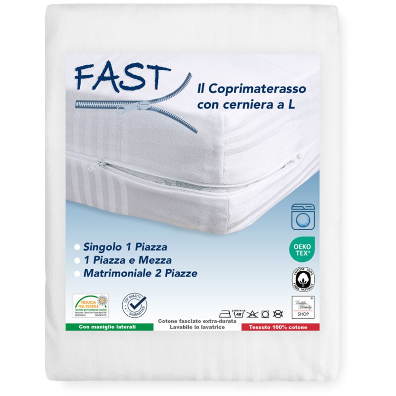foto del prodotto tex family coprimaterasso fast a sacco con cerniera zip a l tutte le misure 1 piazza e mezza