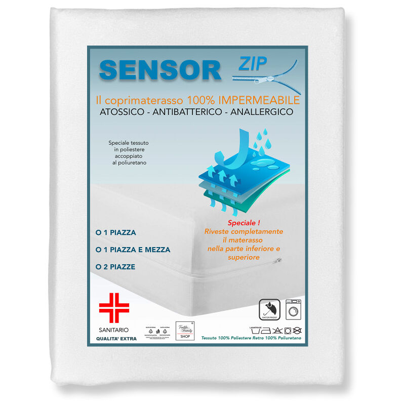 foto del prodotto tex family coprimaterasso impermeabile integrale con cerniera zip sensor 1 piazza e mezza